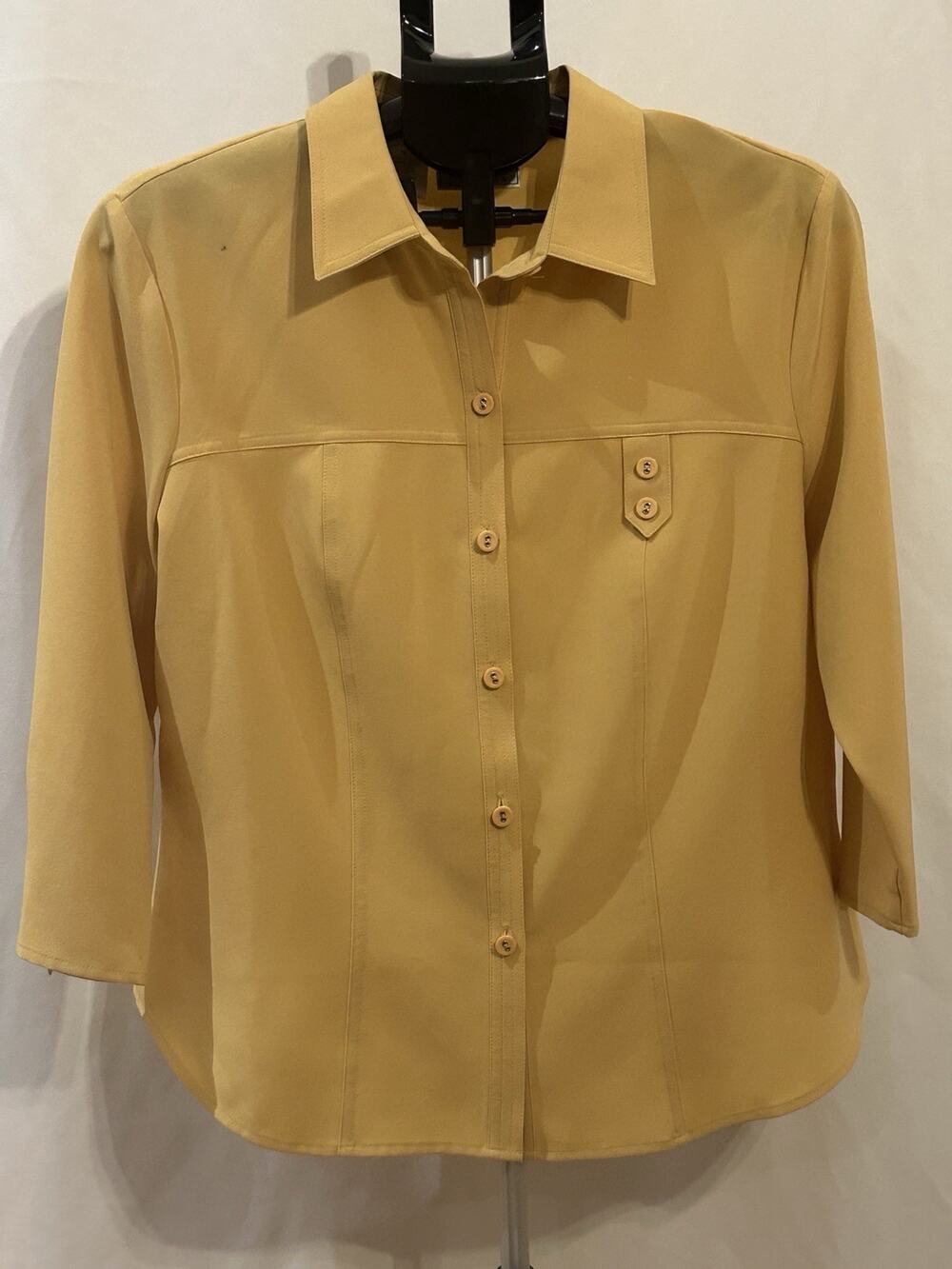 Kathy Che Stretch Yellow Blouse Women's size 16